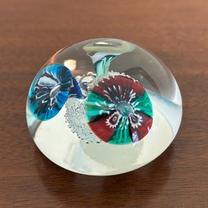 ヴィンテージ クリア アートガラス ペーパーウェイト 気泡入り 1個