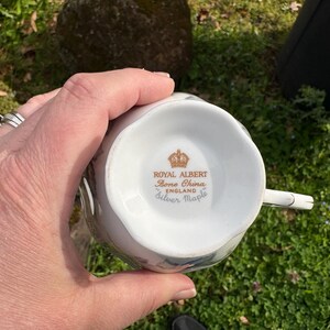 Vintage Royal Albert "Silver Maple" Bone China Teacup & Saucer w/ Leaf Pattern (Made in England) image 7