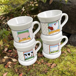 Vintage 1980's Vandor Country Farm Animal Coffee Cups / Mugs (Cow, Sheep, Pig, Chicken - sold separately) image 16