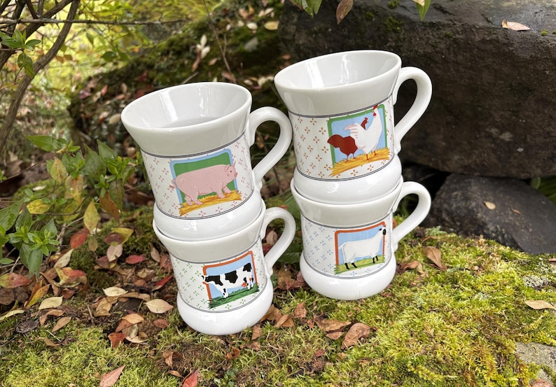 Vintage 1980's Vandor Country Farm Animal Coffee Cups / Mugs (Cow, Sheep, Pig, Chicken - sold separately) image 16