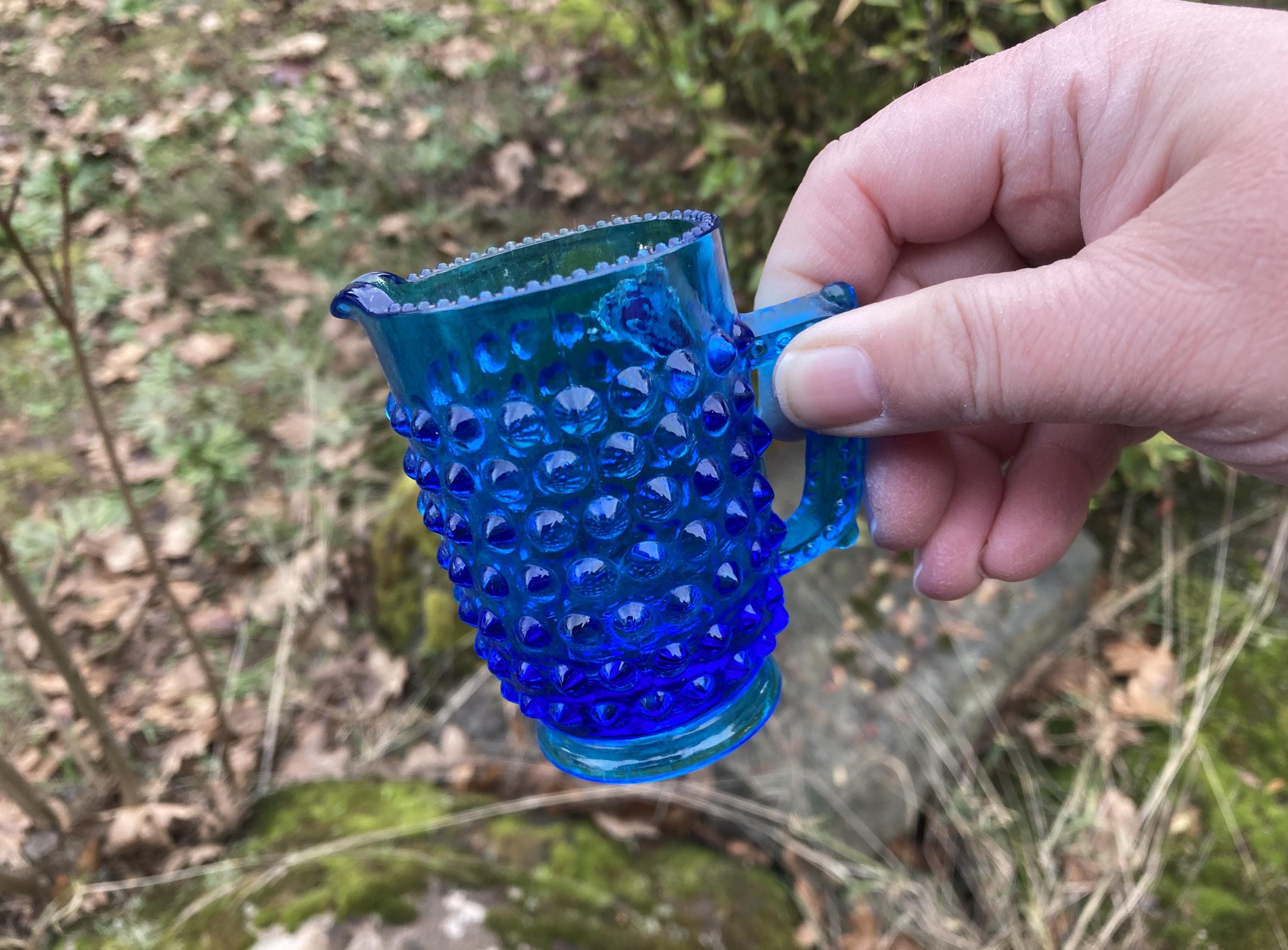 Vintage Fenton Colonial Blue Hobnail Glass Miniature 3