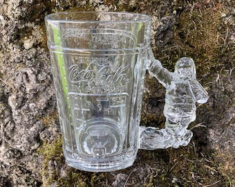 Vintage 1990's Coca-Cola Heavy Glass Christmas "Serve Yourself" Stein / Mug w/ Santa Claus Handle (2 available, sold separately)