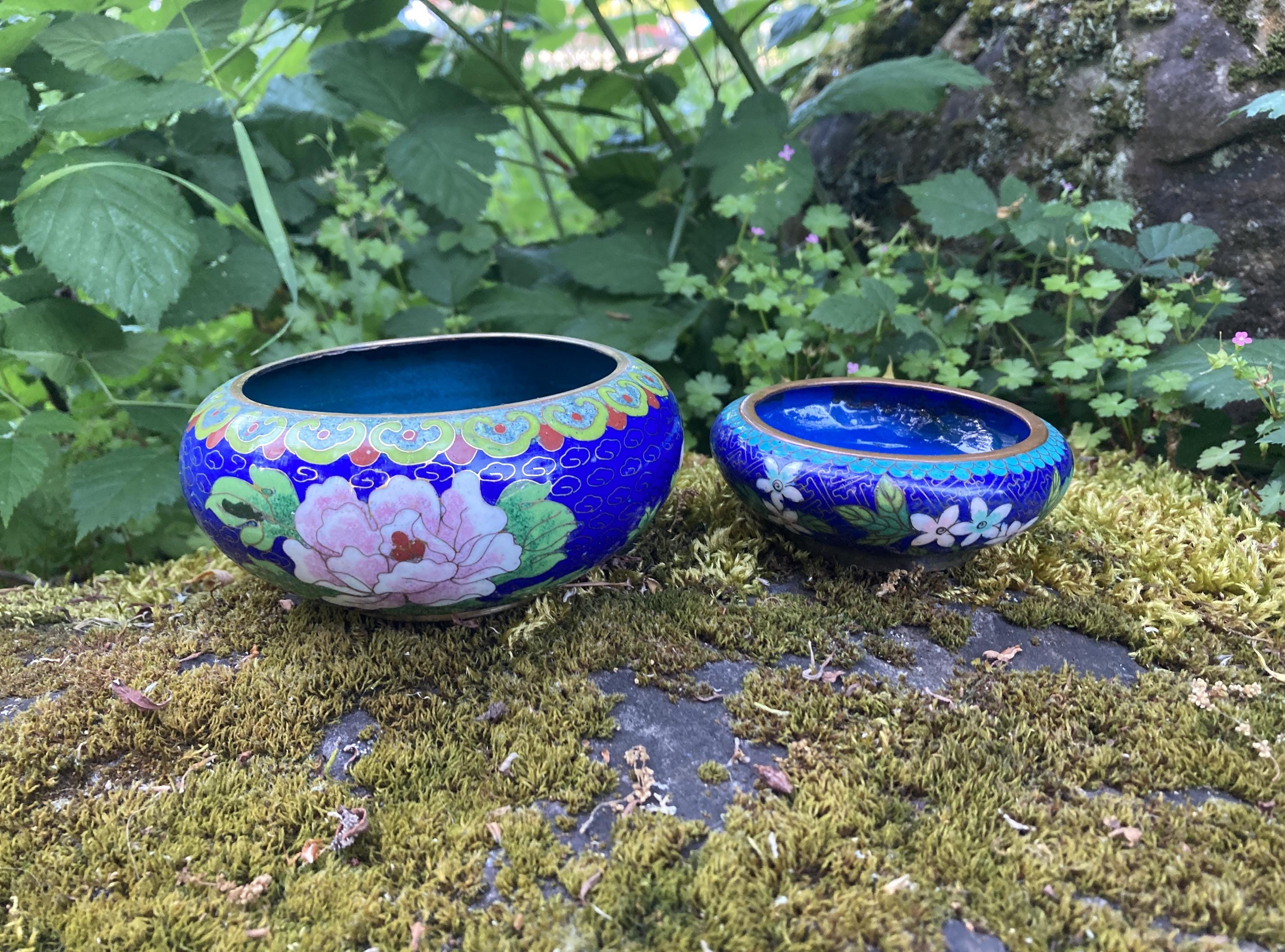 ヴィンテージブルー七宝焼き 5インチまたは3.75インチ 小物入れ/灰皿