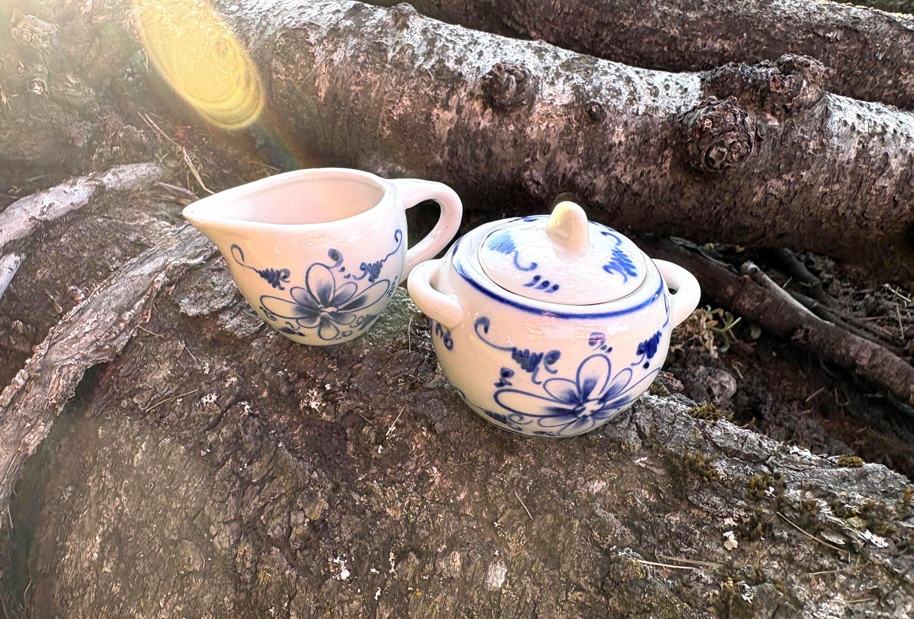Vintage Dish Set Blue Flowers - Etsy