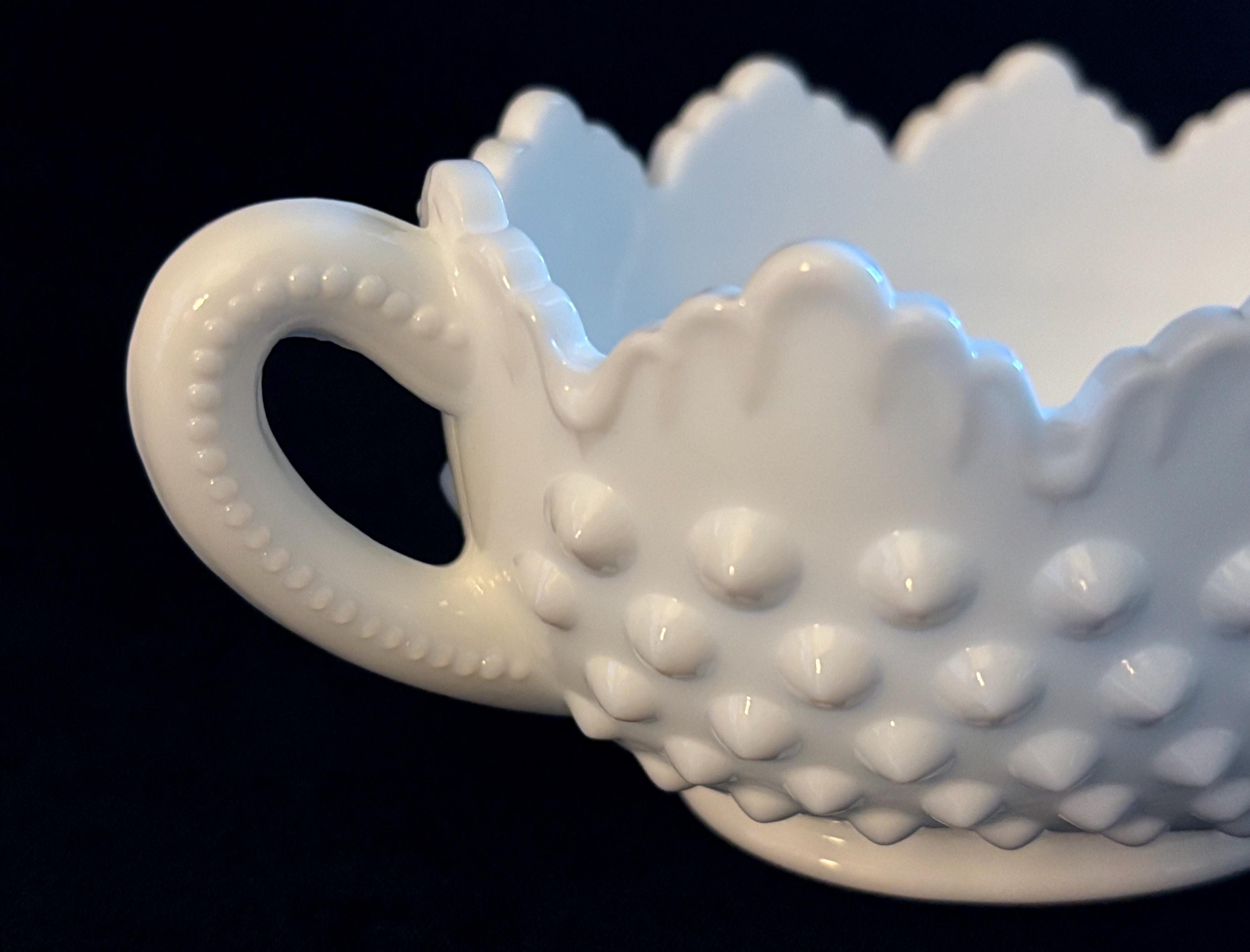 ヴィンテージ フェントン ハンドメイド ホブネイル ミルクガラス 6.75