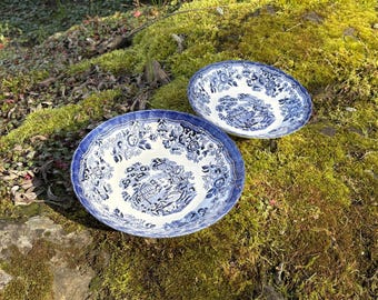 Vintage Royal Wessex Tonquin Blue 9" Pasta Bowl or 8" Soup Bowl w/ Floral Pattern (Made in England)