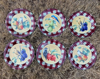 Vintage Lenox Winter Greetings Everyday Tartan 10.5&quot; Christmas Plates w/ Birds & Fruit by Catherine McClung (sold separately)