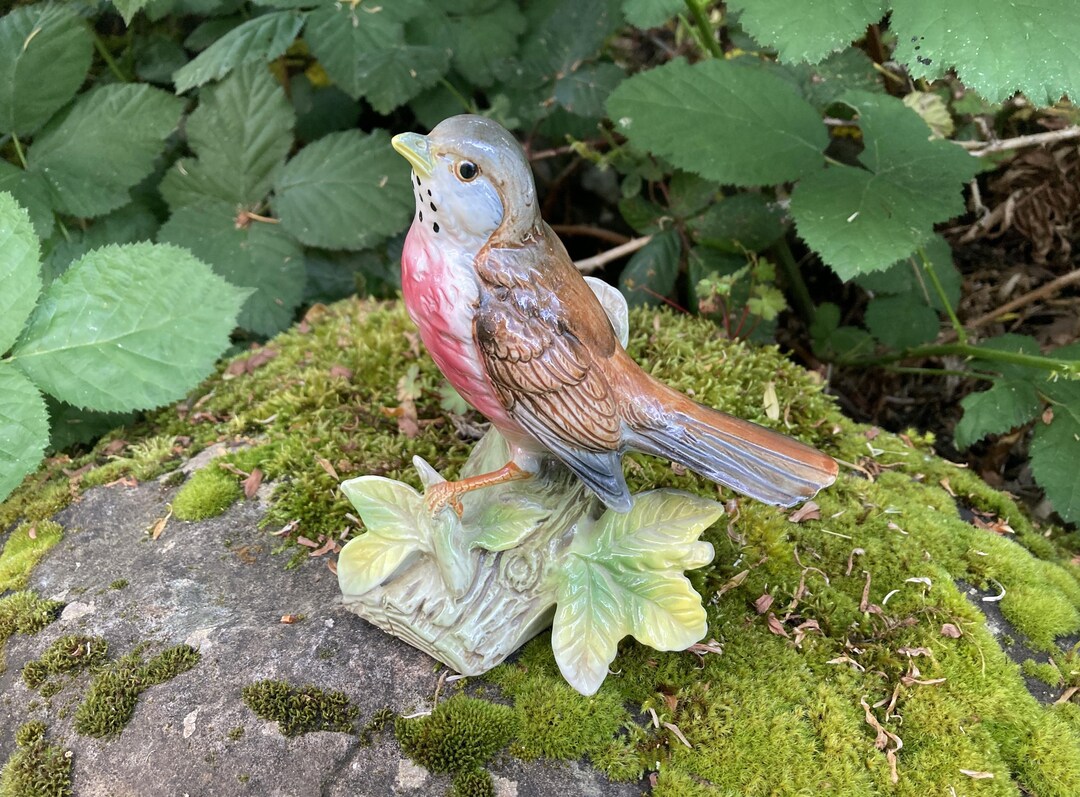 Vintage Shafford Bird Collection Robin Figurine on Leafy Branch (34K2 ...