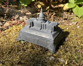 Vintage Washington D.C. Metal Souvenir Trinket Box Embossed U.S.