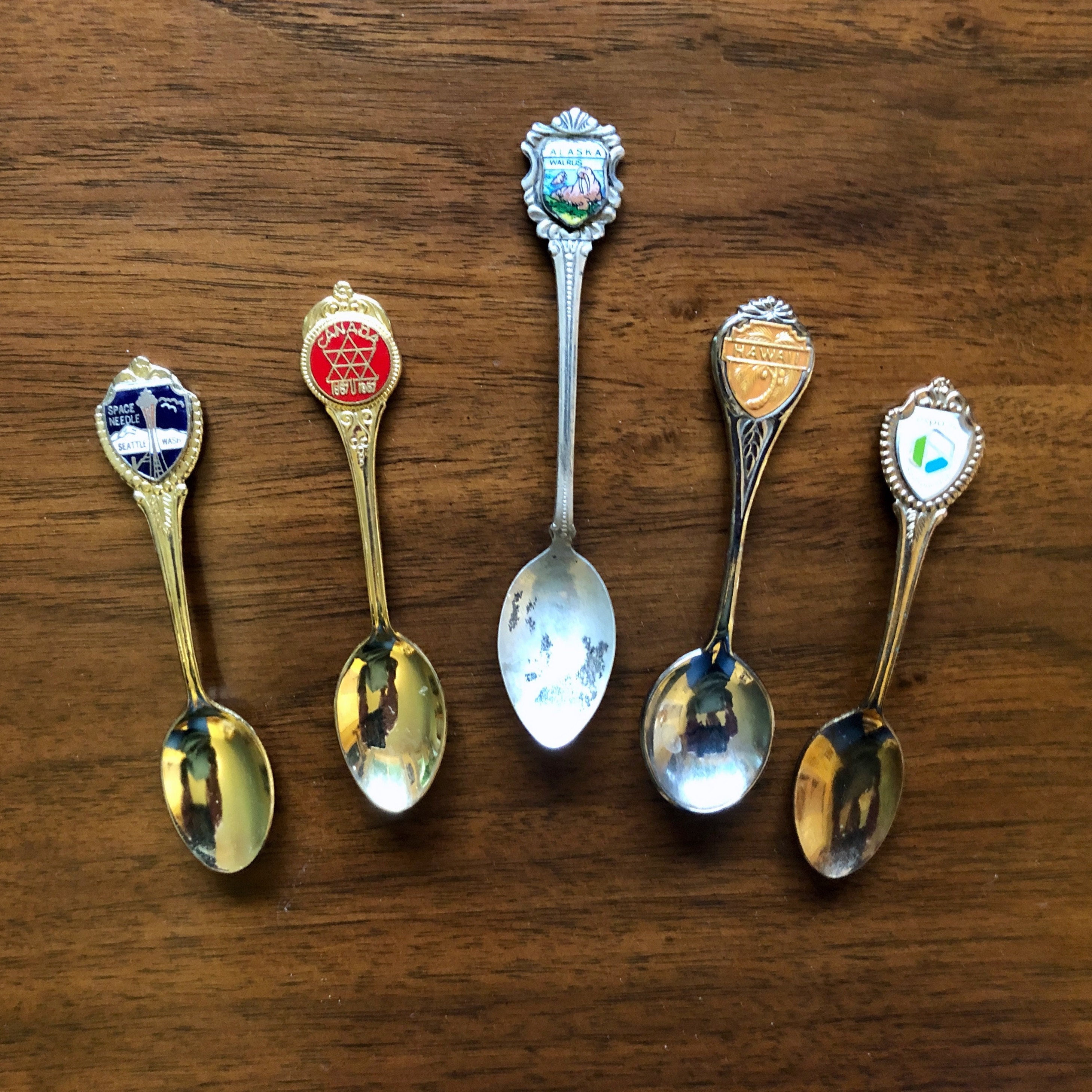【む63】アラスカ州　記念スプーン Five Collectible Vintage Souvenir Spoons: Expo 74 Spokane