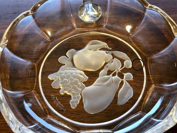 Vintage Val St. Lambert Frosted Signed Lead Crystal Candy Dish