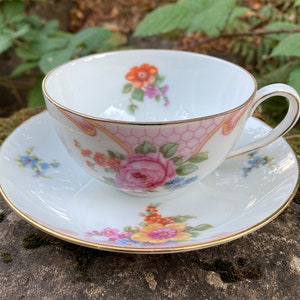 Vintage Epiag &quot;Bridal Rose&quot; Teacup & Saucer w/ Floral Pattern (made in Czechoslovakia)