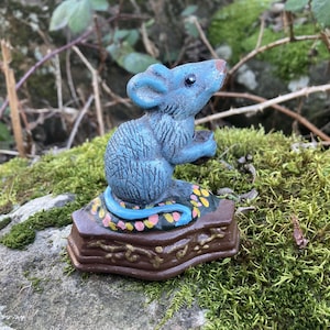 Vintage Cast Iron Doorstop with Hand-Painted Little Blue-Gray Mouse