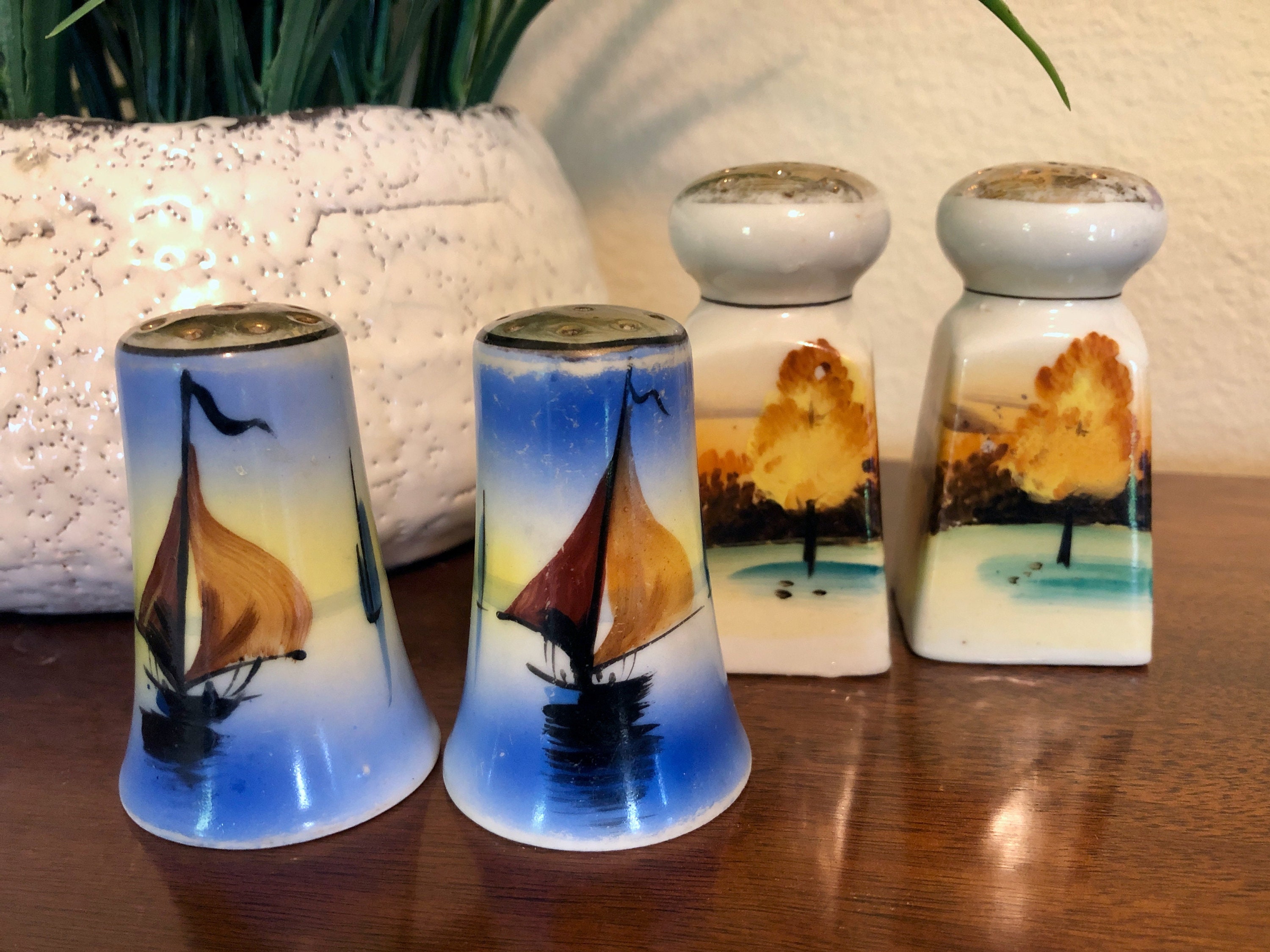 Vintage Hand Painted Salt and Pepper Shakers, Made in Japan