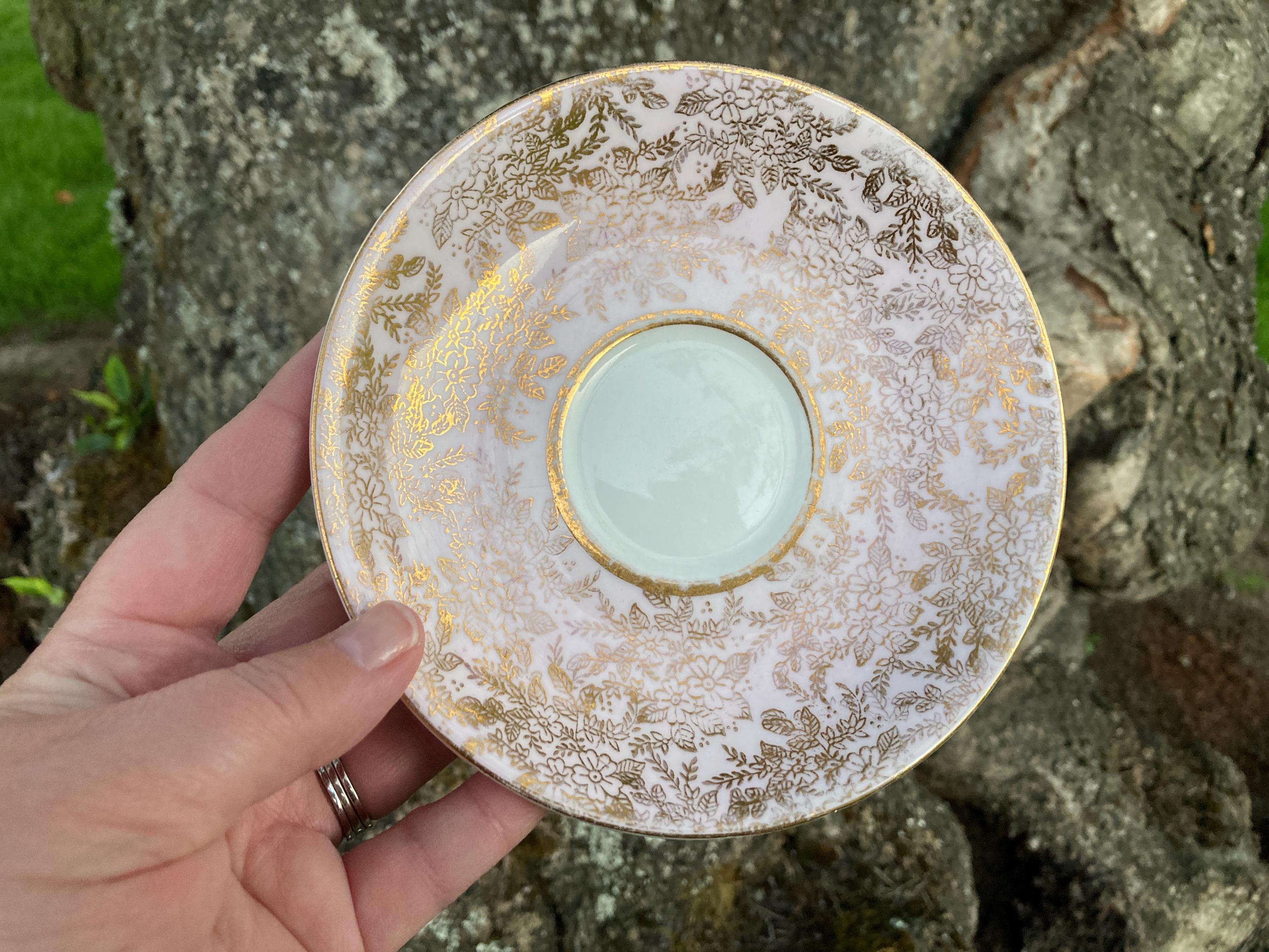 Vintage Colclough Pink and Gold Chintz Bone China Teacup & Saucer W ...
