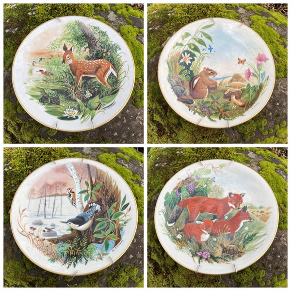 Vintage Gorham "Scenes from a Wooded Glen" Danbury Mint Collector's Plates by Jo Polseno (Fawn, Chipmunk, Nuthatch, Red Fox) sold separately