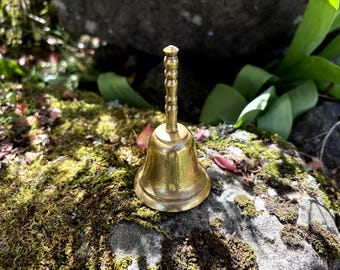 Vintage Small 3.5" Brass Table Bell (School Bell, Dinner Bell, Service Bell, Hand Bell)