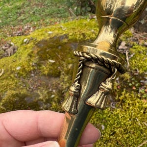 Set of 2 Vintage 6.25" Brass Candlestick Holders for Taper Candles w/ Rope & Tassels (Made in India) image 11