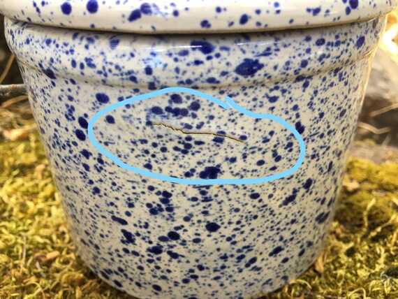 陶器の壺 ヴィンテージ スパッタウェア チーズ壷 ワイヤーベイル蓋付き