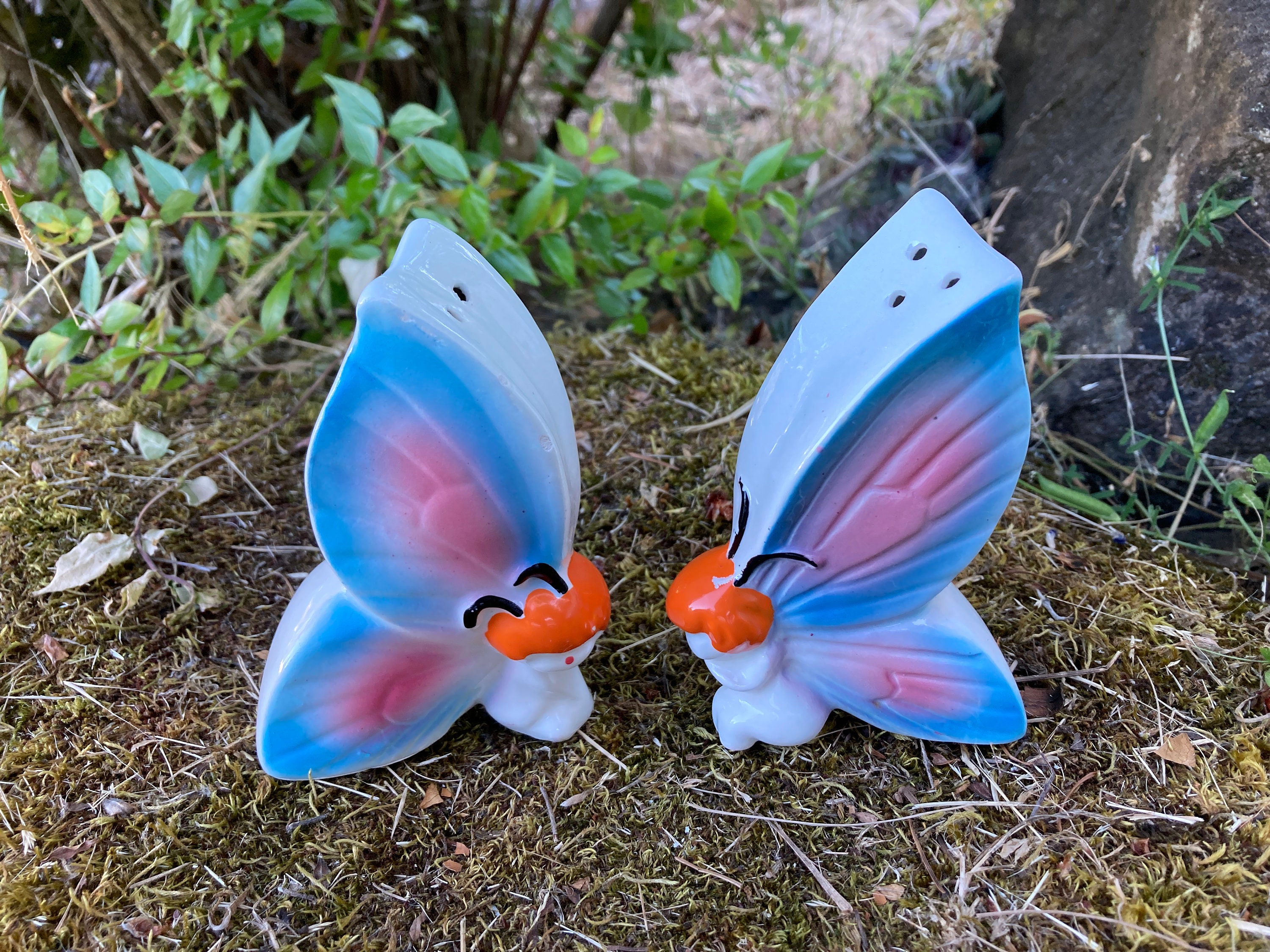 Vintage Butterfly Fairy / Pixie Salt & Pepper Shakers (made in