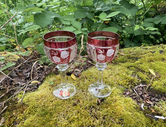 Beautiful! Vintage Anna Hutte Bleikristall Lead Crystal Ruby Red