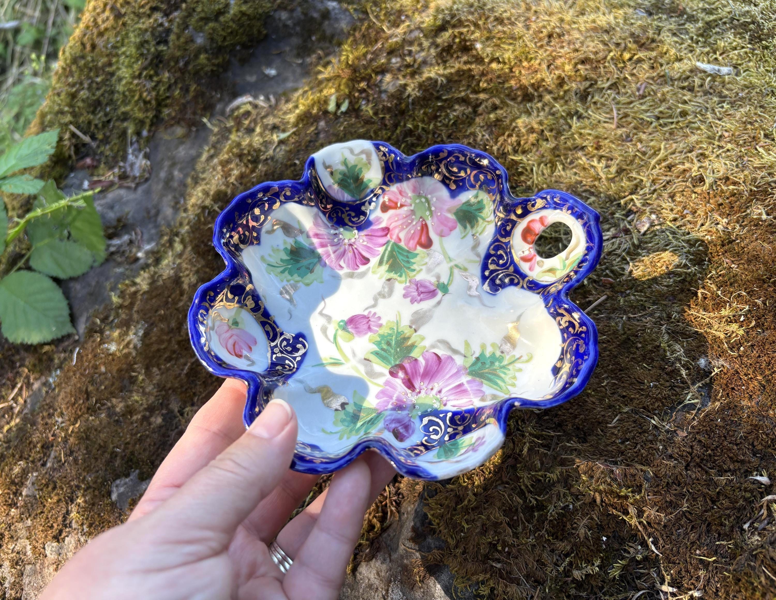 オールドニッポン 三つ足ボウル コンポート ハンドペイント 明治期 M Nippon Finger Bowl - Etsy