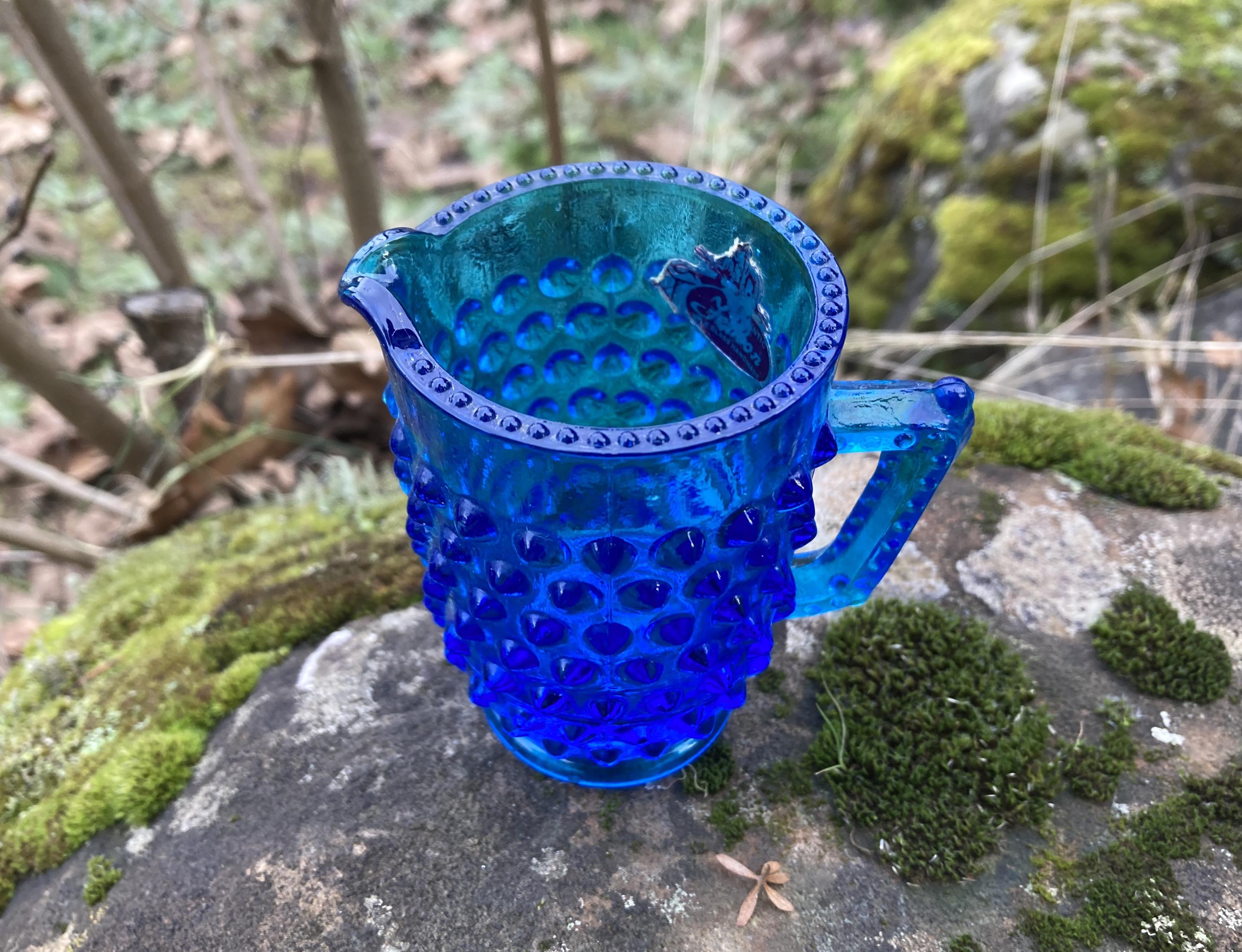 Vintage Fenton Colonial Blue Hobnail Glass Miniature 3