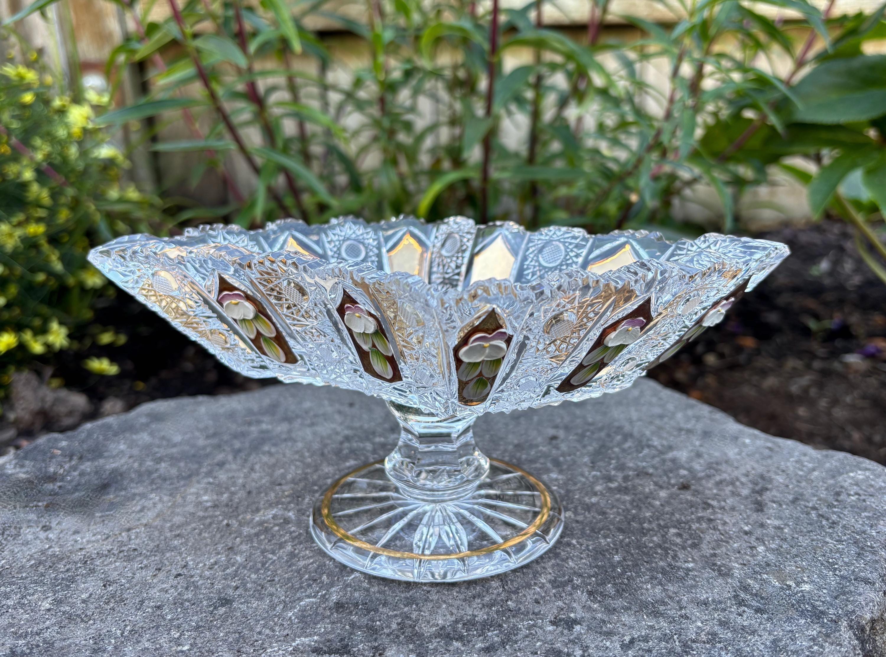 未使用】ボヘミアクリスタル 大型コンポート 35cm チェコ製 飾り皿