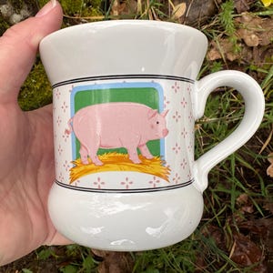 Vintage 1980's Vandor Country Farm Animal Coffee Cups / Mugs (Cow, Sheep, Pig, Chicken - sold separately) Pig Mug