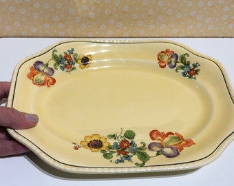 "Vintage Antique Steubenville Ohio "Ivory" Hellgelbes China Geschirr 11 ""rechteckige Servierplatte, zwei erhältlich, Preis gilt für eins."