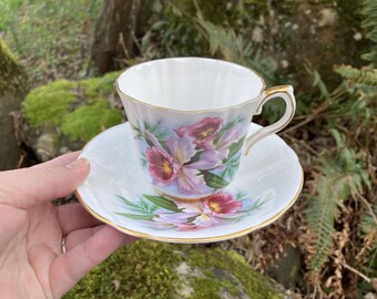 Vintage Crown Staffordshire Fine Bone China Teacup & Saucer