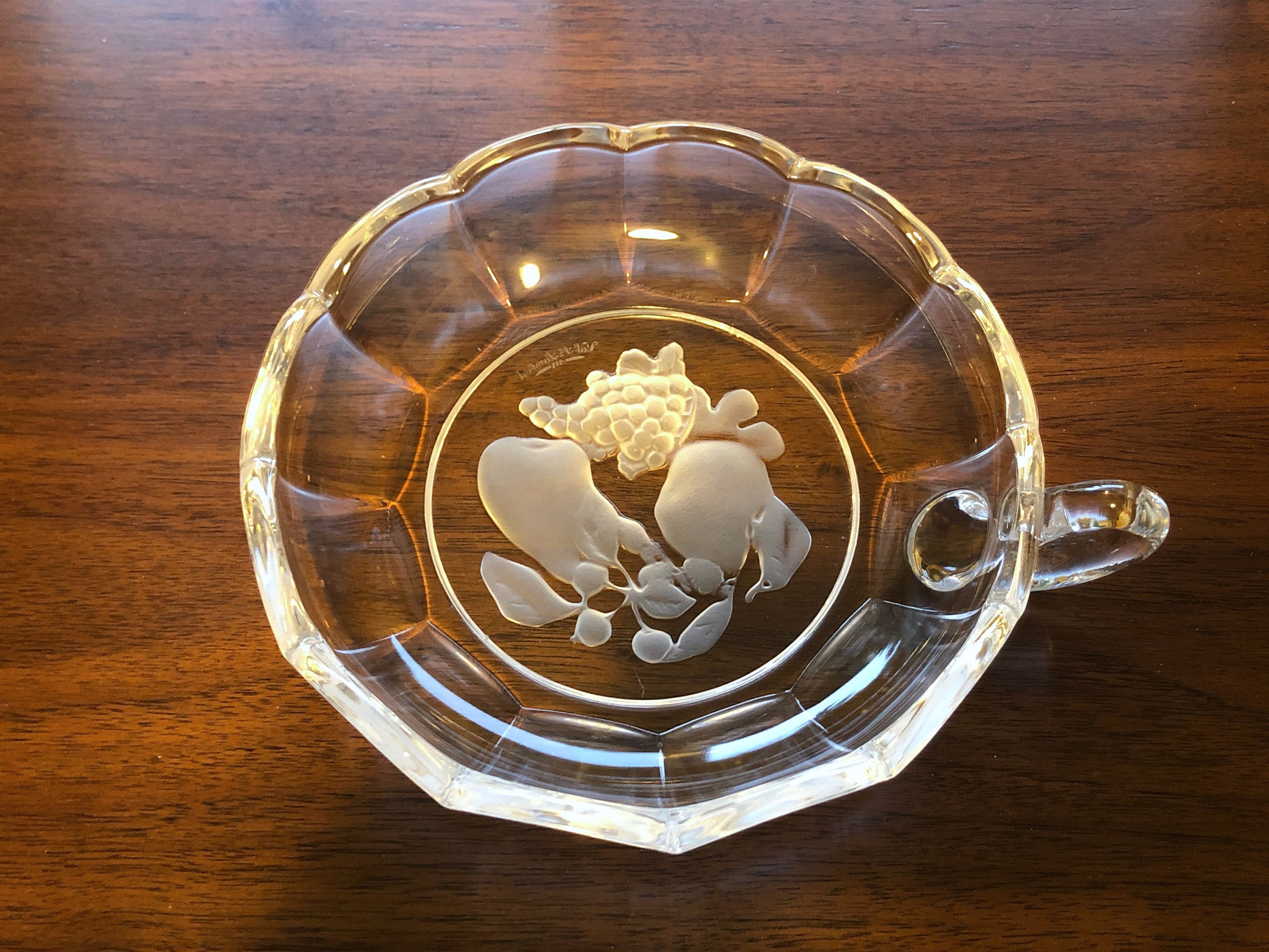 Vintage Val St. Lambert Frosted Signed Lead Crystal Candy Dish