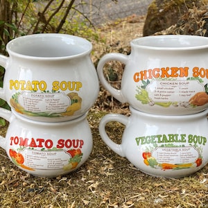 Vintage Soup Mug with recipe (Tomato, Potato, Mushroom, Onion, Chicken, Vegetable, Oxtail - priced individually)