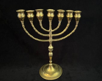 Vintage 10" Brass Menorah Adjustable Candleholder