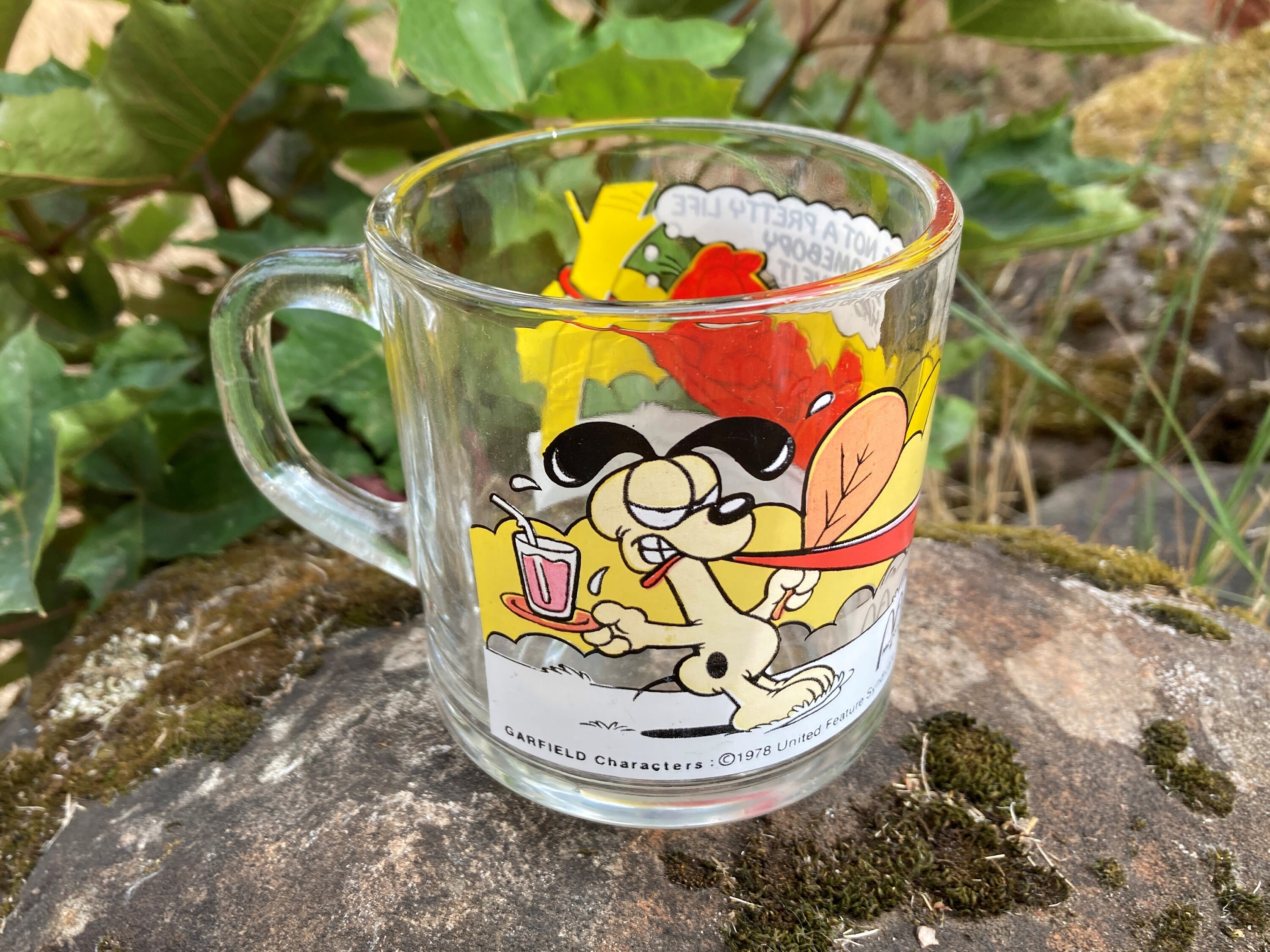Vintage 1978 Mcdonald's Garfield Glass Coffee Cup / Mug