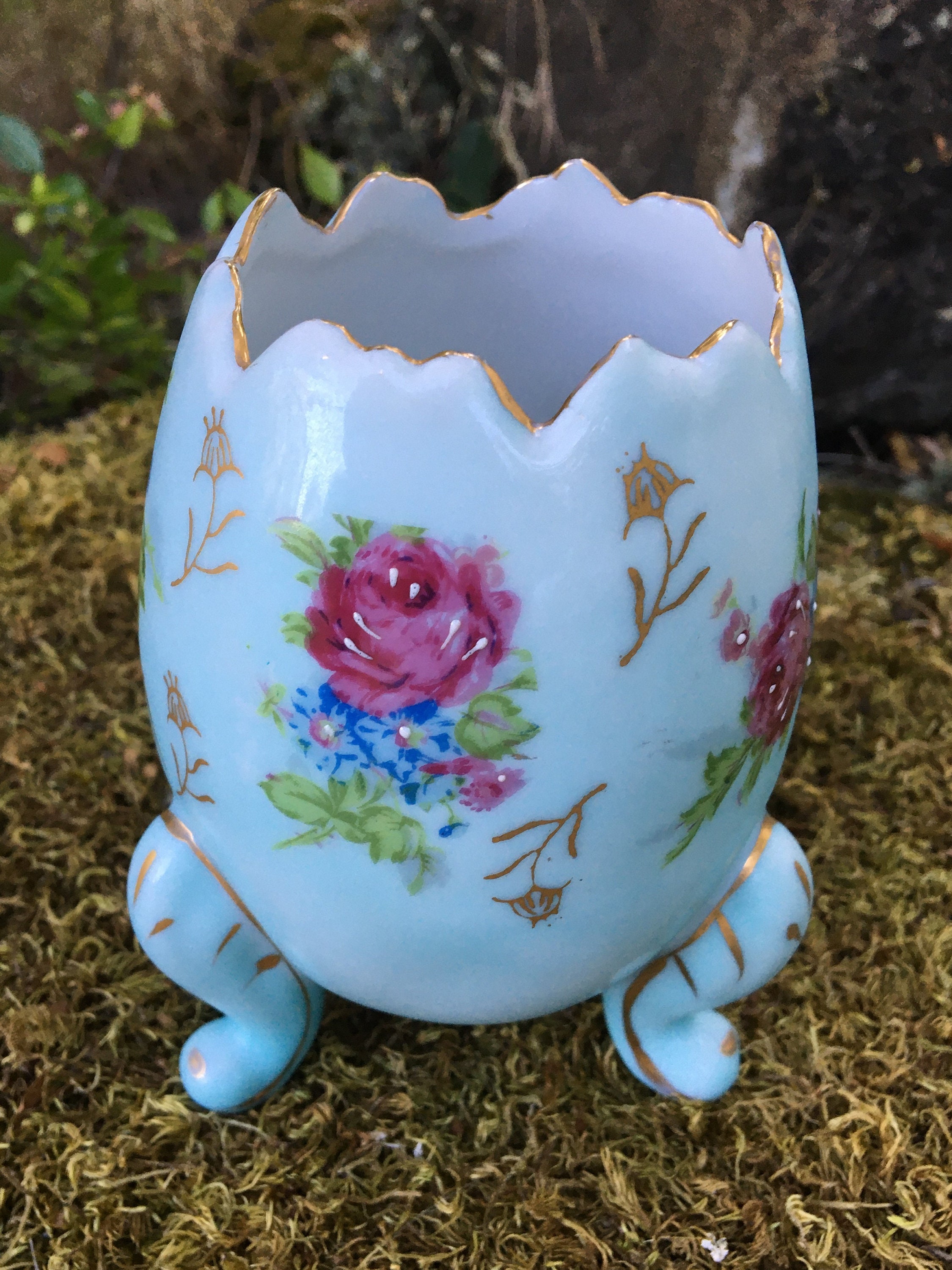 Vintage 3Footed Cracked Egg 5 Vase in Light Blue w/ Etsy