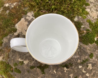 Tasse à Café Duchesse – Porcelaine Fine Os – Motif Birds Punaises – Multicolore