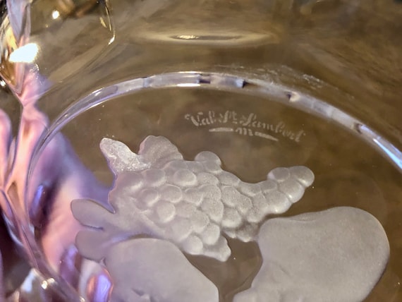 Vintage Val St. Lambert Frosted Signed Lead Crystal Candy Dish
