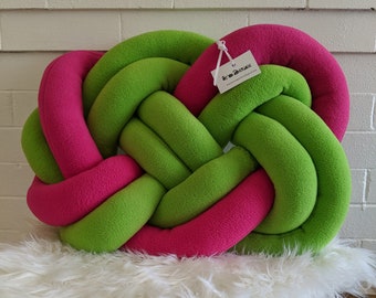 Raspberry Lime Knotted Flat Pillow