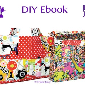 2 sizes, PDF Ebook Tutorial and Pattern Bag Jenny with Zipper, Shopper