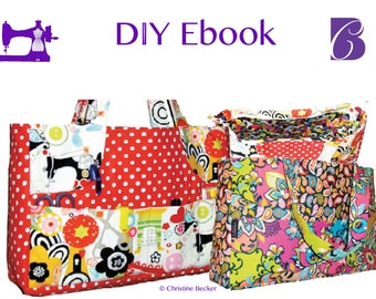 2 sizes, PDF Ebook Tutorial and Pattern Bag Jenny with Zipper, Shopper