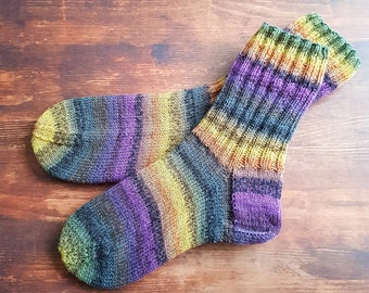 mehrfarbige Stricksocken Größen 36/37 und 40/41,  stretchige Wollsocken