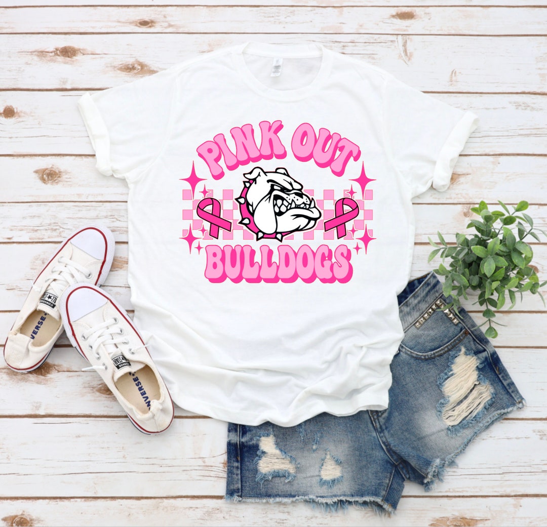 Pink Out Bulldogs Breast Cancer Awareness Bulldog Tshirt Etsy