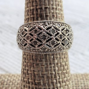 SALE___Size 5 and 3/4 Sparkly Wide-Band Ring  Estate Vintage FREE USA Shipping