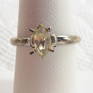 SALE___Size 6 and 3/4 Antique Clear-colored Marquise-shaped Vogue Ring  Estate Vintage  Free USA Shipping
