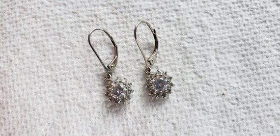 JCM 925 CZ China Dangly Silver colored Starburst shaped Earrings Set F3 Estate Vintage Free USA Shipping Etsy Canada