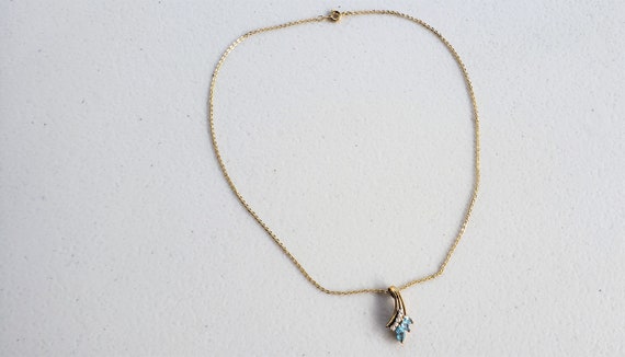 Clear Blue Stones and Faux Diamond Necklace Estat… - image 2