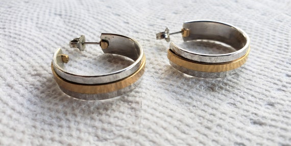 Silver and Bronze-colored Earrings set E Estate V… - image 1