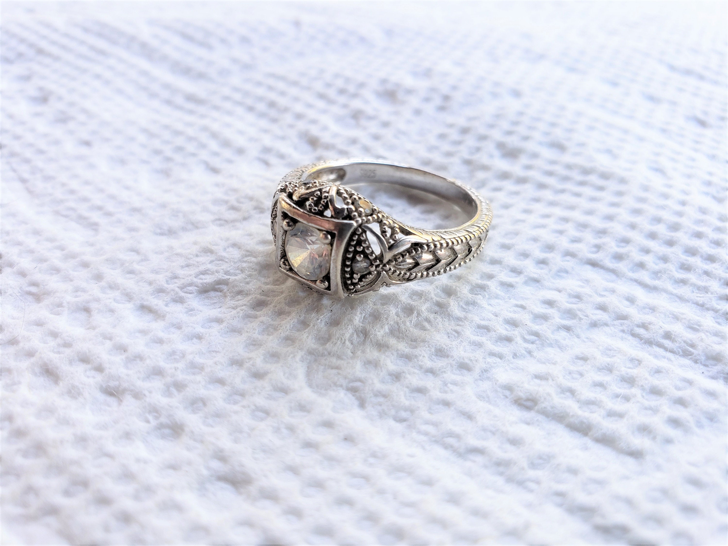 Sale__size 6 - Large Round Clear Stone S925 Ring Estate