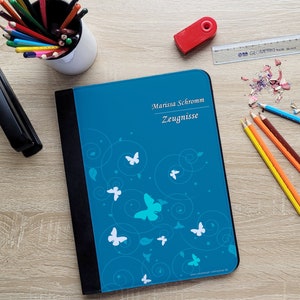 zeugnismappe personalisiert mit Namen Schmetterling Ornamente Blau image 9